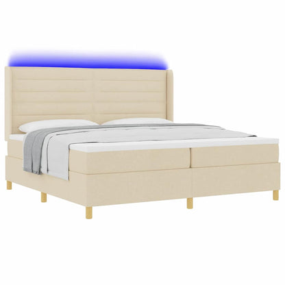 Boxspringbett mit Matratze mit LED Creme 140 x 200 cm Stoff