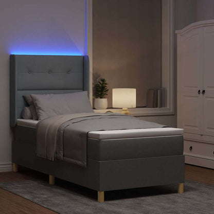 vidaXL Boxspringbett mit Matratze Hellgrau 140 x 190 cm Stoff