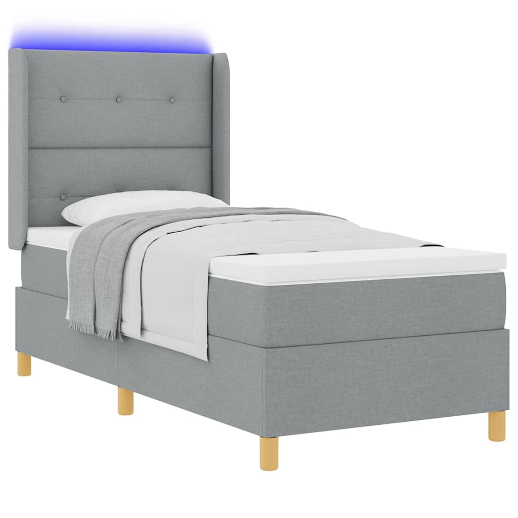 vidaXL Boxspringbett mit Matratze Hellgrau 140 x 190 cm Stoff