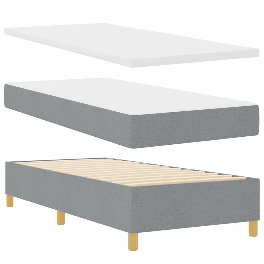 vidaXL Boxspringbett mit Matratze Hellgrau 140 x 200 cm Stoff