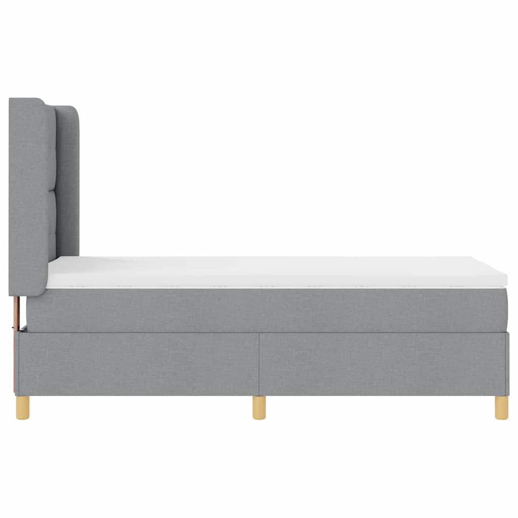 vidaXL Boxspringbett mit Matratze Hellgrau 140 x 200 cm Stoff