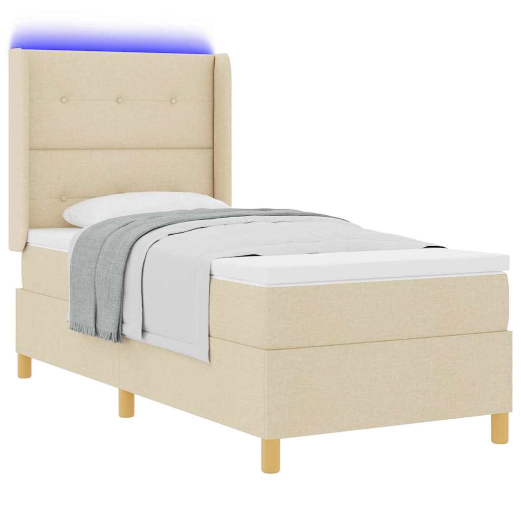 Boxspringbett mit Matratze Creme 140 x 200 cm Stoff