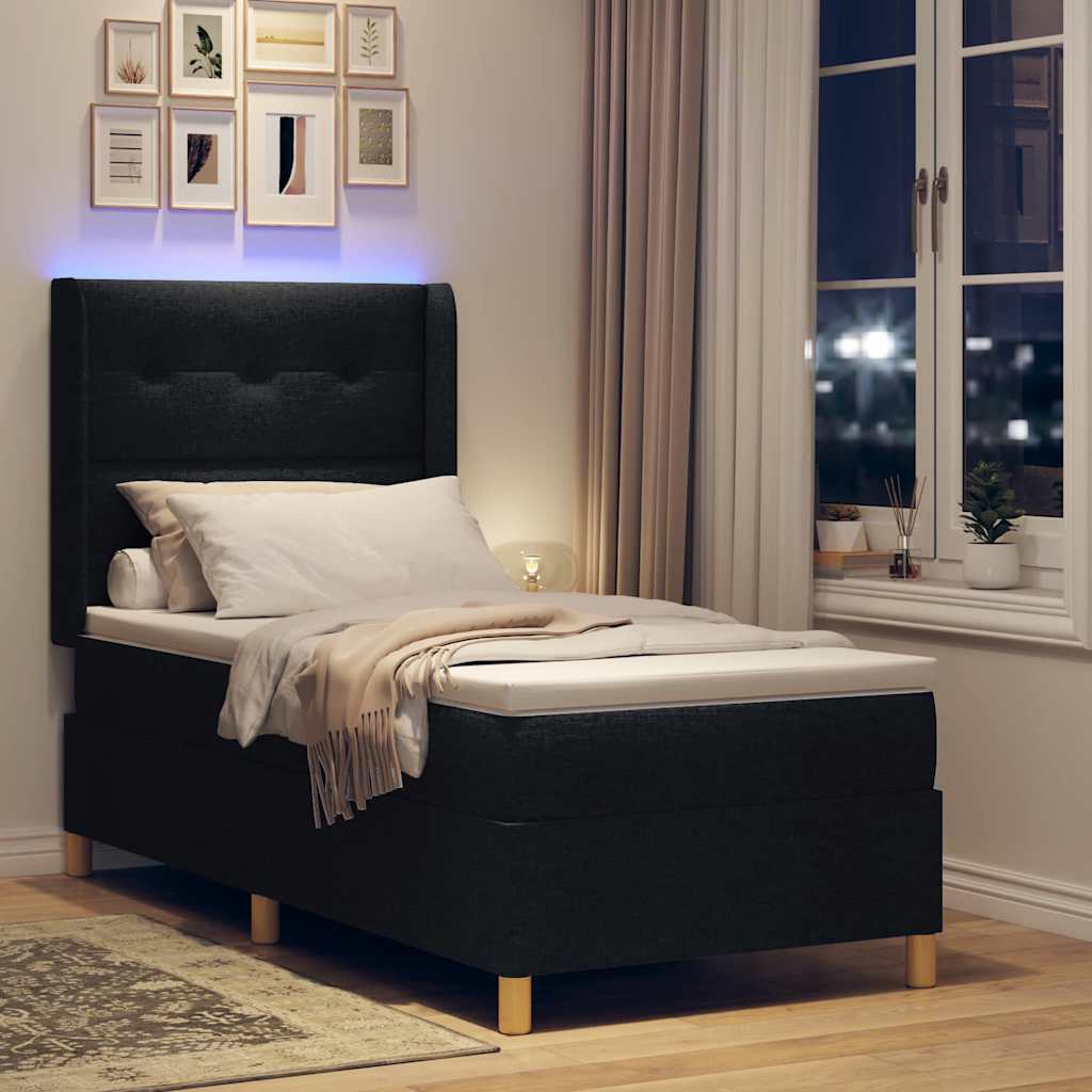 vidaXL Boxspringbett mit Matratze Schwarz 140 x 200 cm Stoff