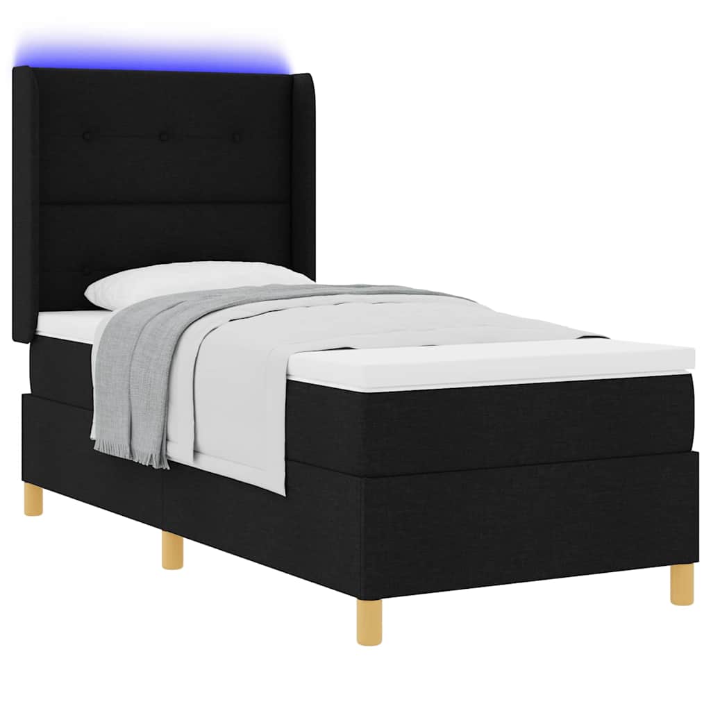 vidaXL Boxspringbett mit Matratze Schwarz 140 x 200 cm Stoff