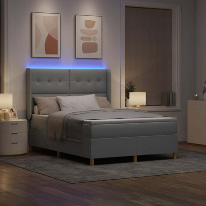 vidaXL Boxspringbett mit Matratze Hellgrau 140 x 190 cm Stoff