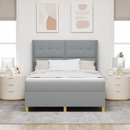 vidaXL Boxspringbett mit Matratze Hellgrau 140 x 190 cm Stoff