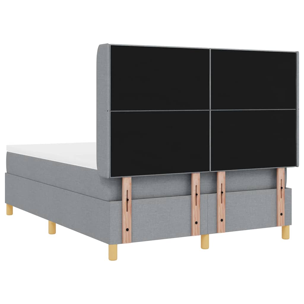 vidaXL Boxspringbett mit Matratze Hellgrau 140 x 190 cm Stoff