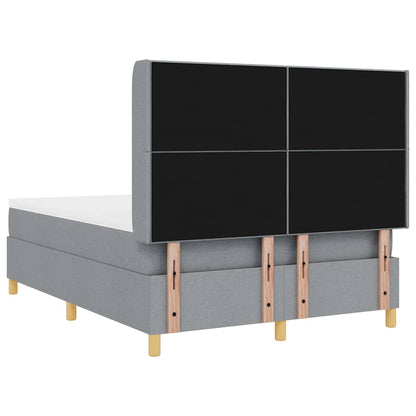 vidaXL Boxspringbett mit Matratze Hellgrau 140 x 190 cm Stoff