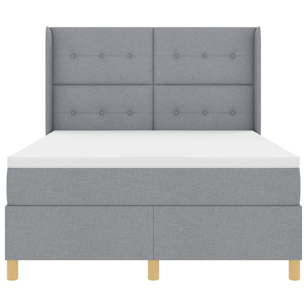 vidaXL Boxspringbett mit Matratze Hellgrau 140 x 190 cm Stoff