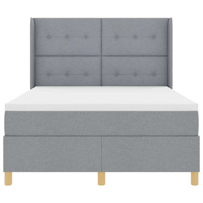 vidaXL Boxspringbett mit Matratze Hellgrau 140 x 190 cm Stoff
