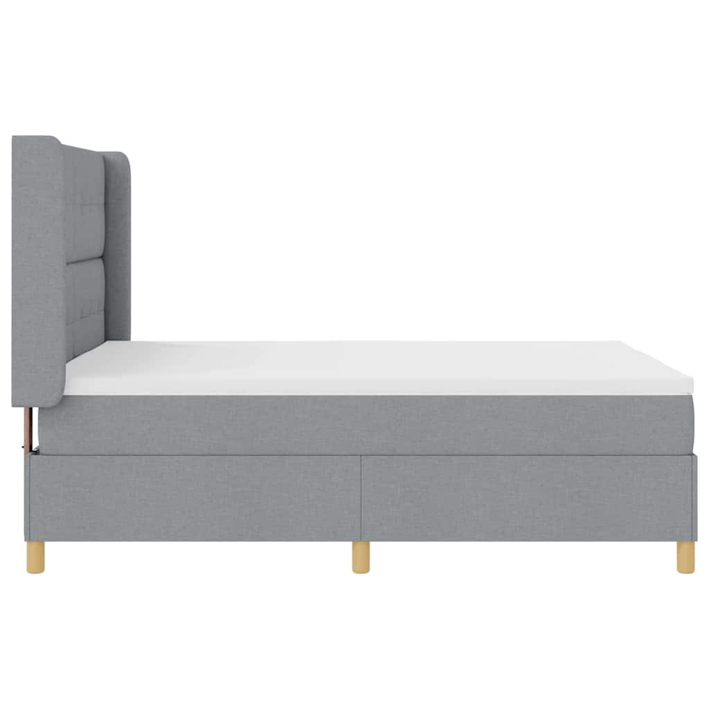 vidaXL Boxspringbett mit Matratze Hellgrau 140 x 190 cm Stoff