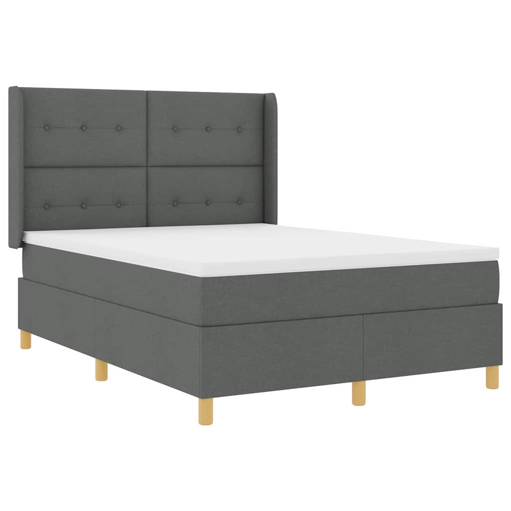 Boxspringbett mit Matratze mit Kopfteil Grau 140 x 190 cm Stoff