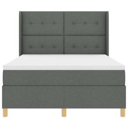 Boxspringbett mit Matratze mit Kopfteil Grau 140 x 190 cm Stoff