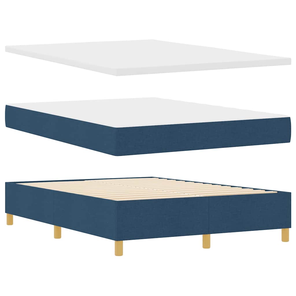 Boxspringbett mit Matratze mit Kopfteil Blau 140 x 190 cm Stoff