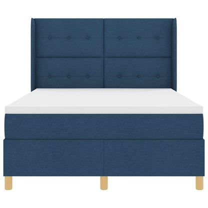 Boxspringbett mit Matratze mit Kopfteil Blau 140 x 190 cm Stoff