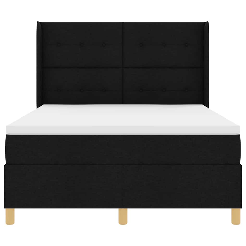 Boxspringbett mit Matratze Schwarz 140 x 200 cm Stoff