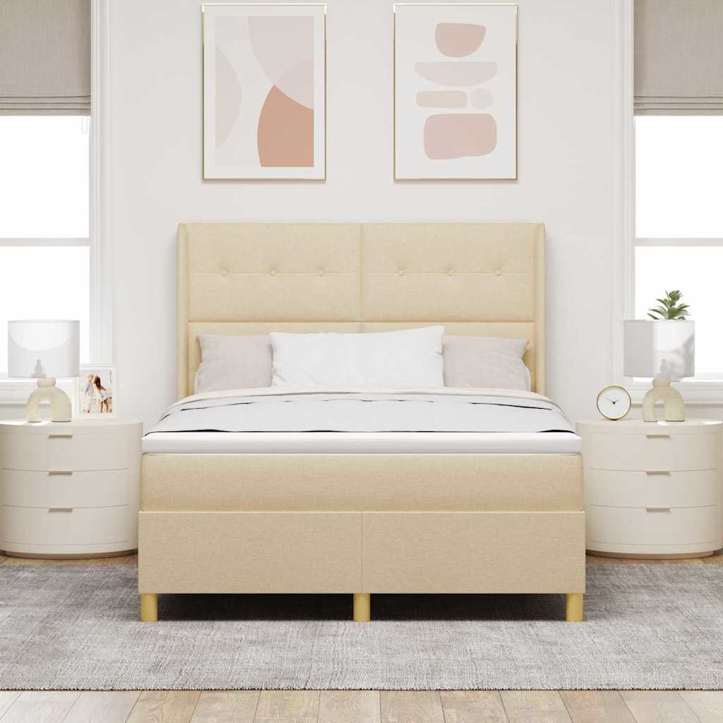 Boxspringbett mit Matratze Creme 140 x 200 cm Stoff