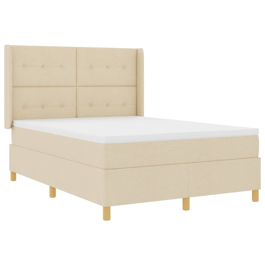 Boxspringbett mit Matratze Creme 140 x 200 cm Stoff