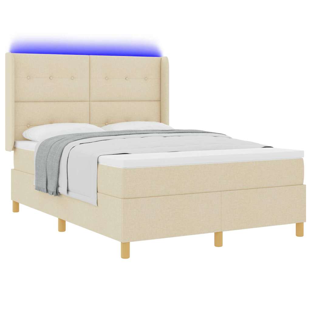 Boxspringbett mit Matratze Creme 140 x 200 cm Stoff