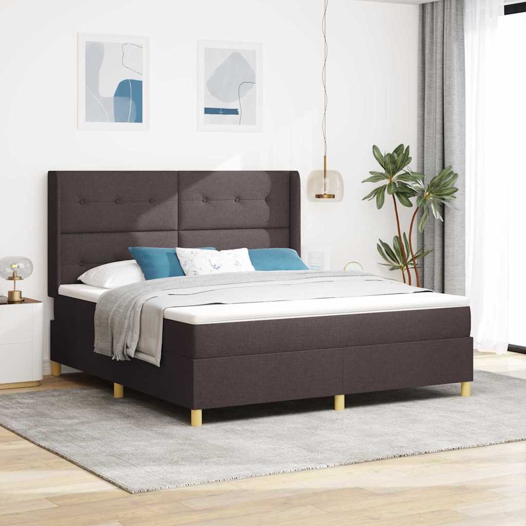 vidaXL Boxspringbett mit Matratze Braun 180 x 200 cm Stoff