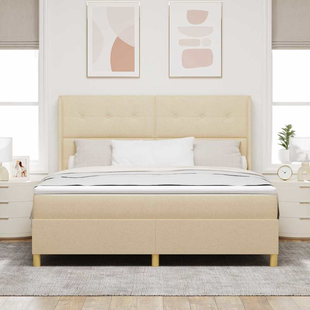 Boxspringbett mit Matratze Creme 140 x 200 cm Stoff