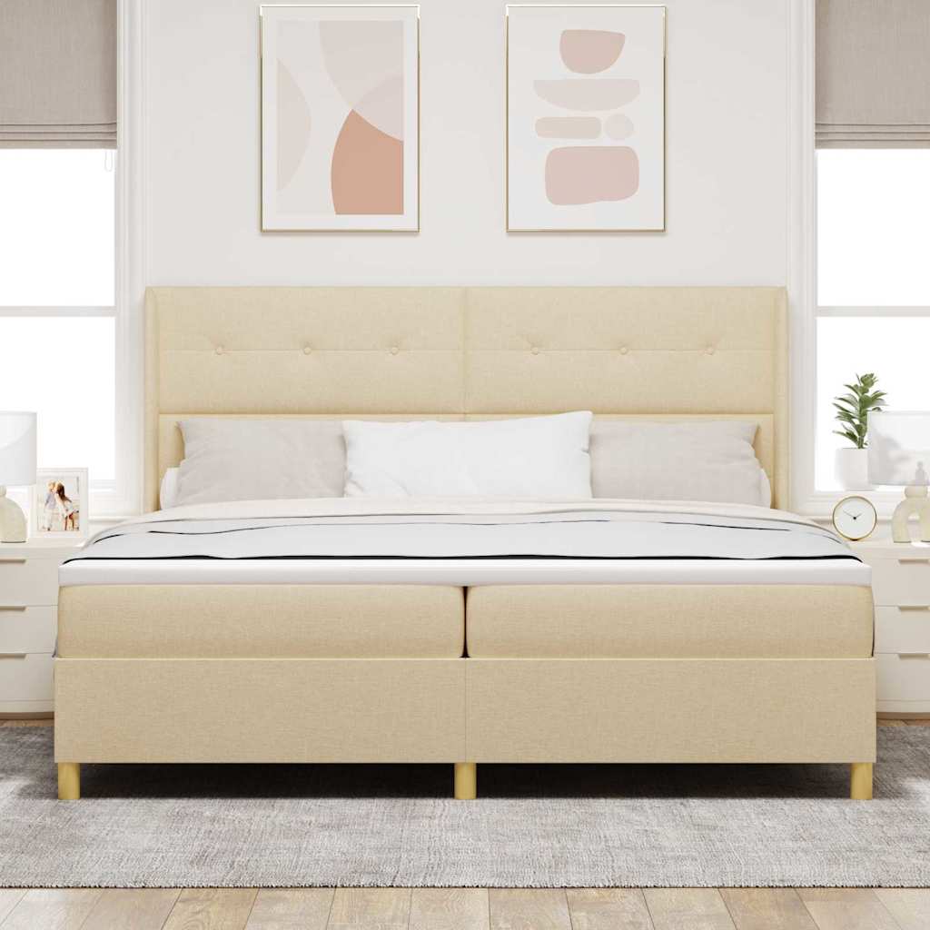 Boxspringbett mit Matratze Creme 140 x 200 cm Stoff