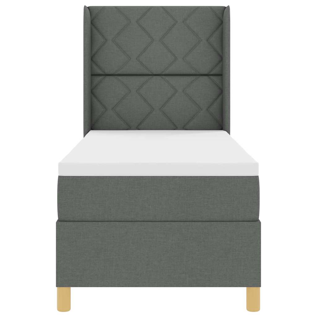 Boxspringbett mit Matratze mit Kopfteil Grau 140 x 200 cm Stoff