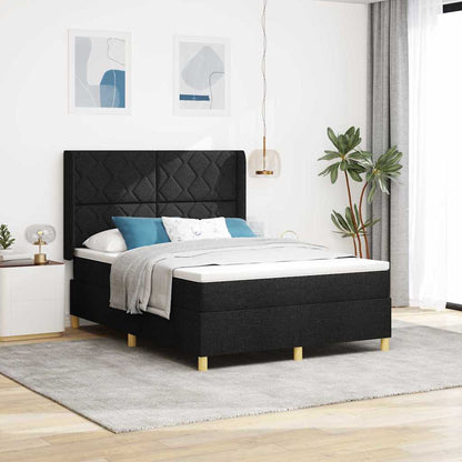 vidaXL Boxspringbett mit Matratze Schwarz 160 x 200 cm Stoff
