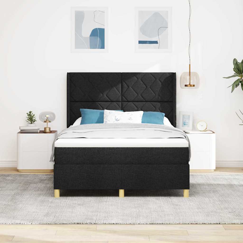vidaXL Boxspringbett mit Matratze Schwarz 160 x 200 cm Stoff