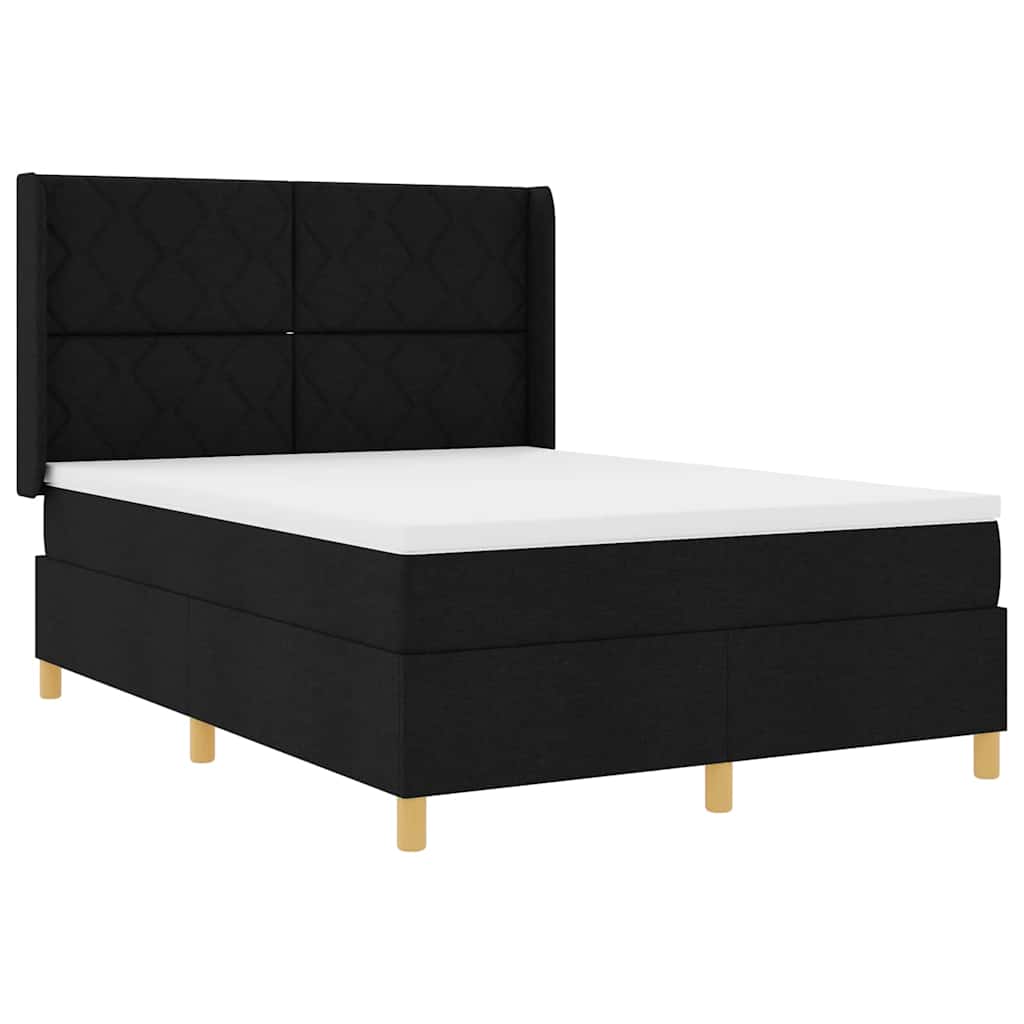 vidaXL Boxspringbett mit Matratze Schwarz 160 x 200 cm Stoff