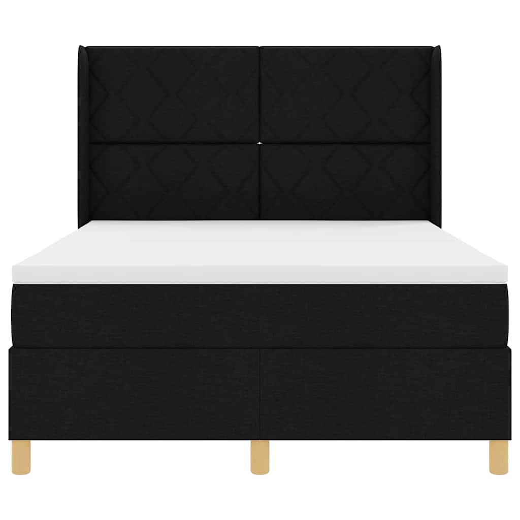 vidaXL Boxspringbett mit Matratze Schwarz 160 x 200 cm Stoff