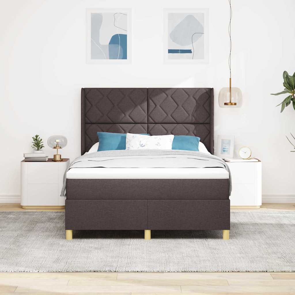 vidaXL Boxspringbett mit Matratze Braun 160 x 200 cm Stoff
