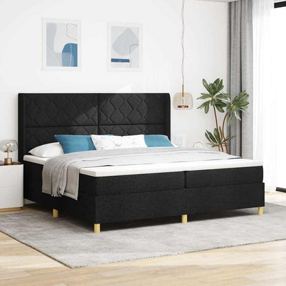 vidaXL Lit à sommier tapissier avec matelas Noir 200 x 200 cm Tissu