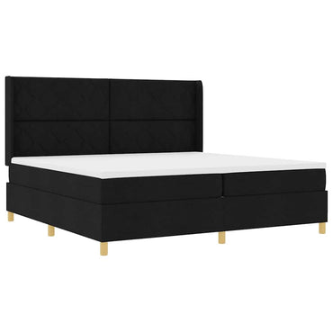 vidaXL Lit à sommier tapissier avec matelas Noir 200 x 200 cm Tissu