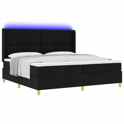 vidaXL Lit à sommier tapissier avec matelas Noir 200 x 200 cm Tissu