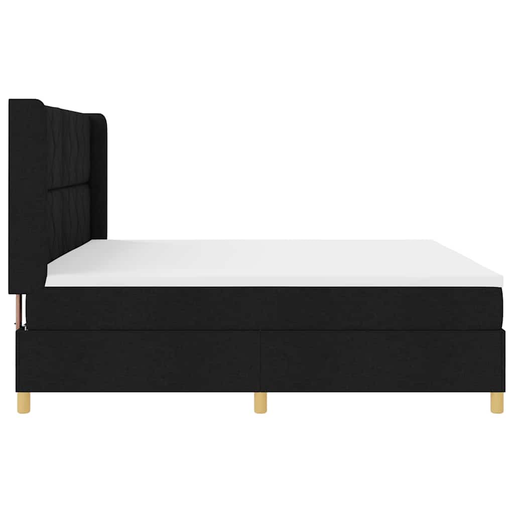 vidaXL Lit à sommier tapissier avec matelas Noir 200 x 200 cm Tissu