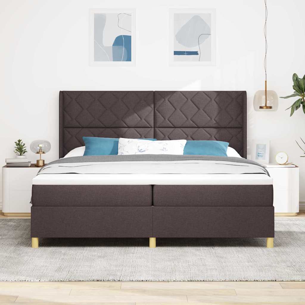 Boxspringbett mit Matratze mit LED Braun 200 x 200 cm Stoff