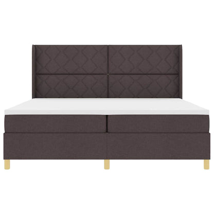 Boxspringbett mit Matratze mit LED Braun 200 x 200 cm Stoff