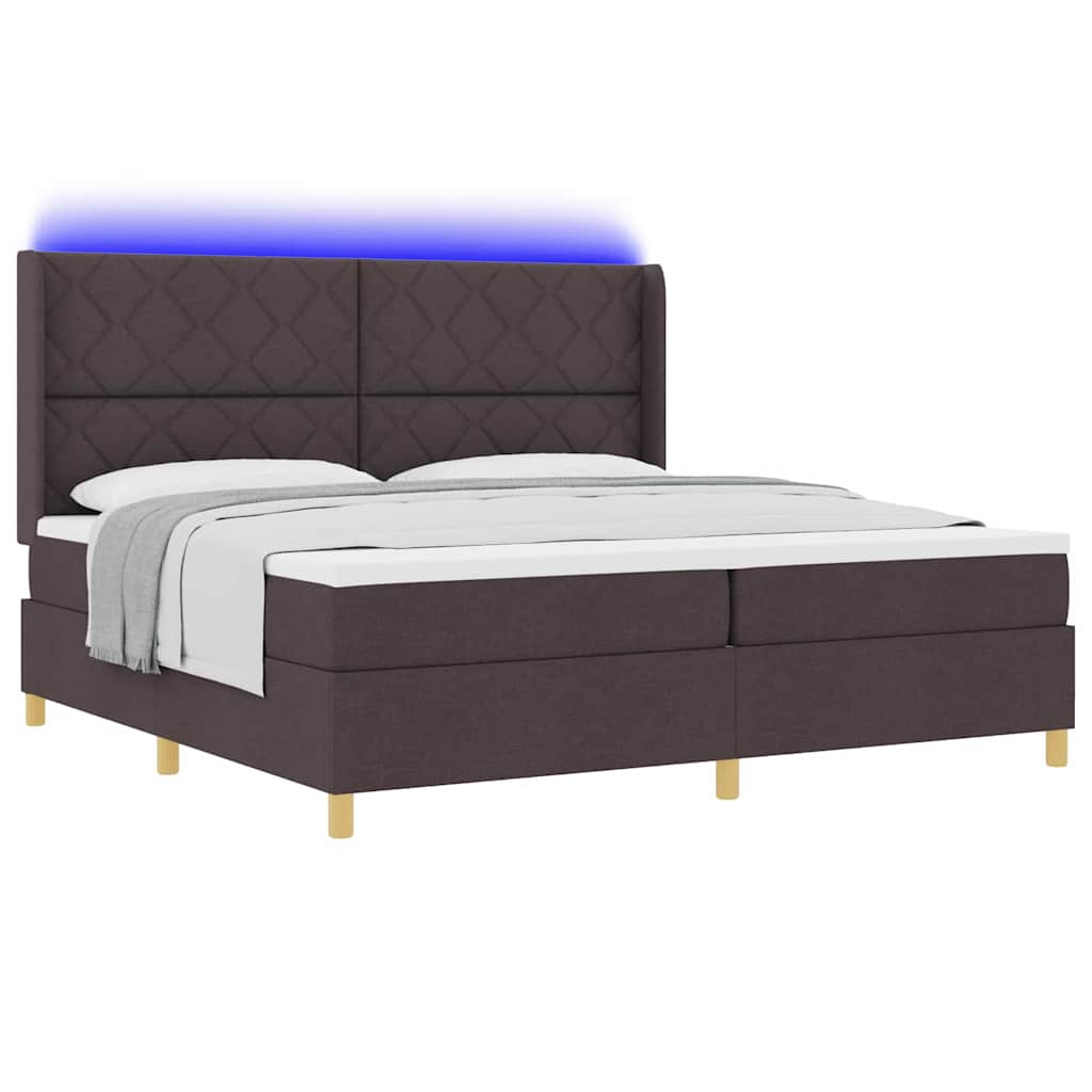 Boxspringbett mit Matratze mit LED Braun 200 x 200 cm Stoff