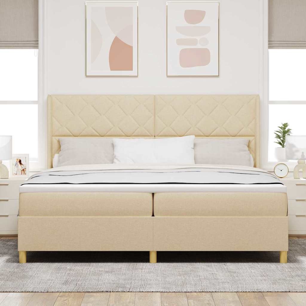 Boxspringbett mit Matratze Creme 200 x 200 cm Stoff