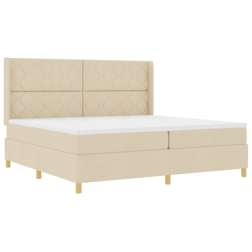Boxspringbett mit Matratze Creme 200 x 200 cm Stoff