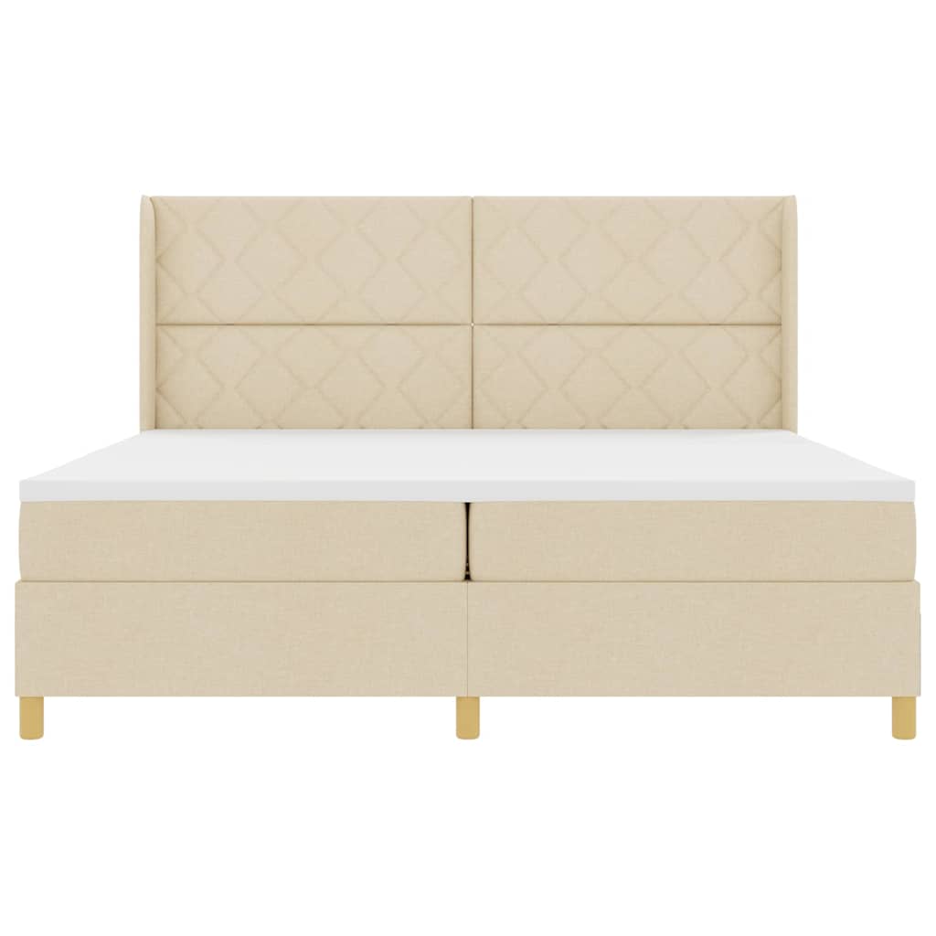 Boxspringbett mit Matratze Creme 200 x 200 cm Stoff