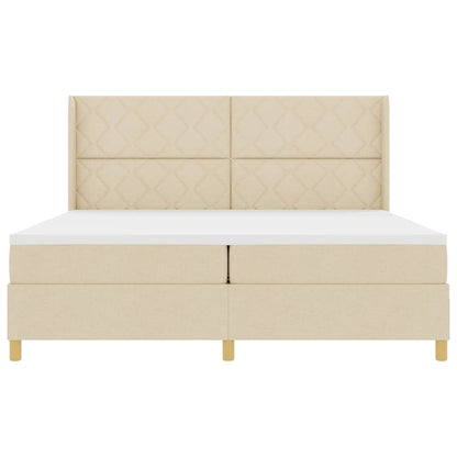 Boxspringbett mit Matratze Creme 200 x 200 cm Stoff