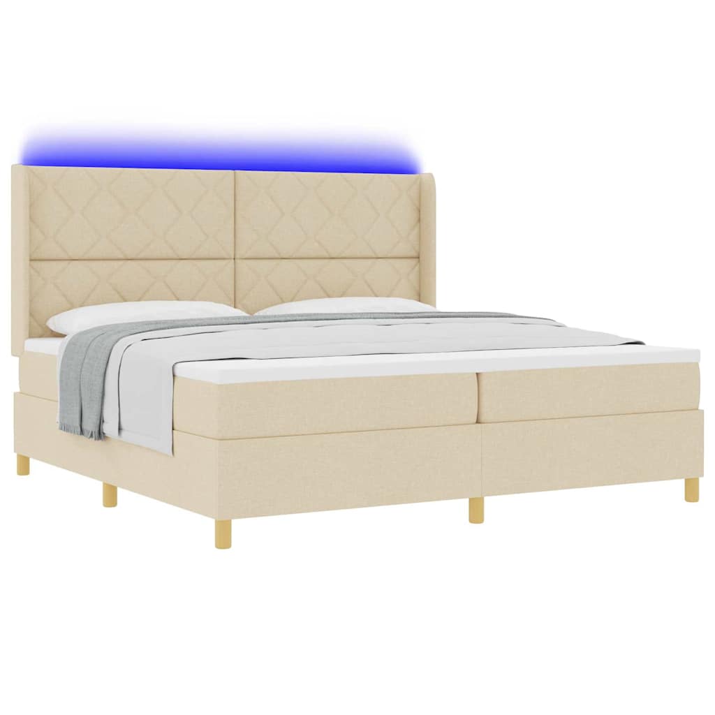 Boxspringbett mit Matratze Creme 200 x 200 cm Stoff