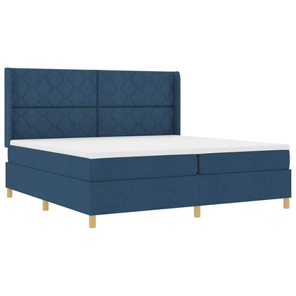 Boxspringbett mit Matratze mit LED Blau 200 x 200 cm Stoff