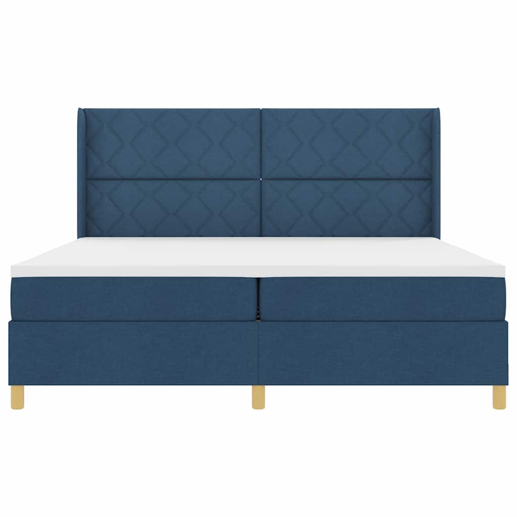 Boxspringbett mit Matratze mit LED Blau 200 x 200 cm Stoff
