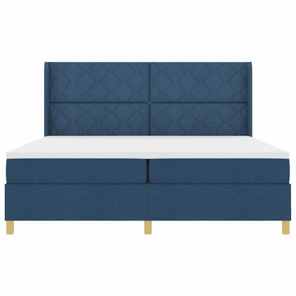 Boxspringbett mit Matratze mit LED Blau 200 x 200 cm Stoff