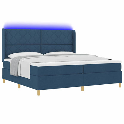 Boxspringbett mit Matratze mit LED Blau 200 x 200 cm Stoff