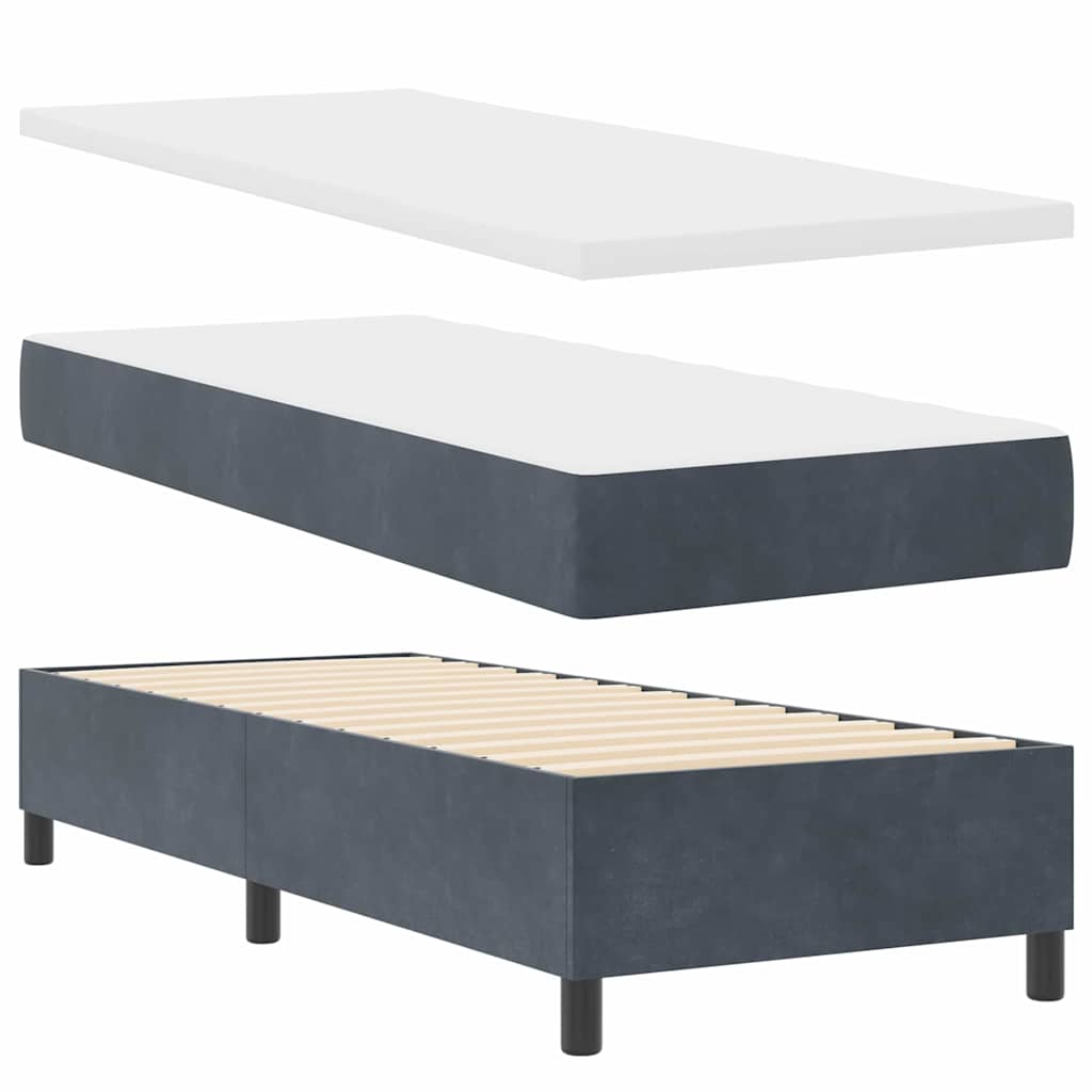 Boxspringbett mit Matratze mit LED Dunkelgrau 80 x 200 cm Samt