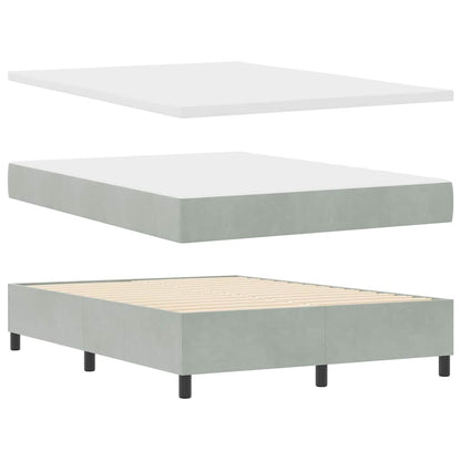 Boxspringbett mit LED-Lichtleisten Hellgrau 140 x 190 cm Samt